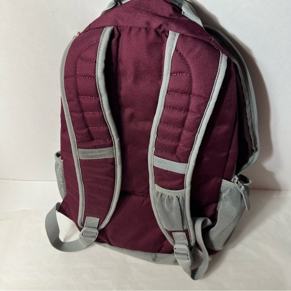 Lands End Kids Backpack School Hiking Travel Gray Purple Canvas Bottle Pockets - Picture 3 of 5